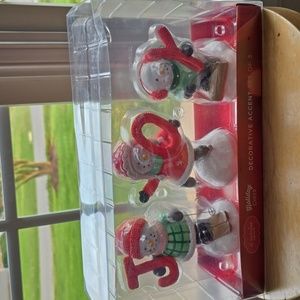 ST. NICHOLAS SQUARE CHRISTMAS HOLIDAY CHEER DECORATIVE SNOWMEN SET OF 3 "JOY"